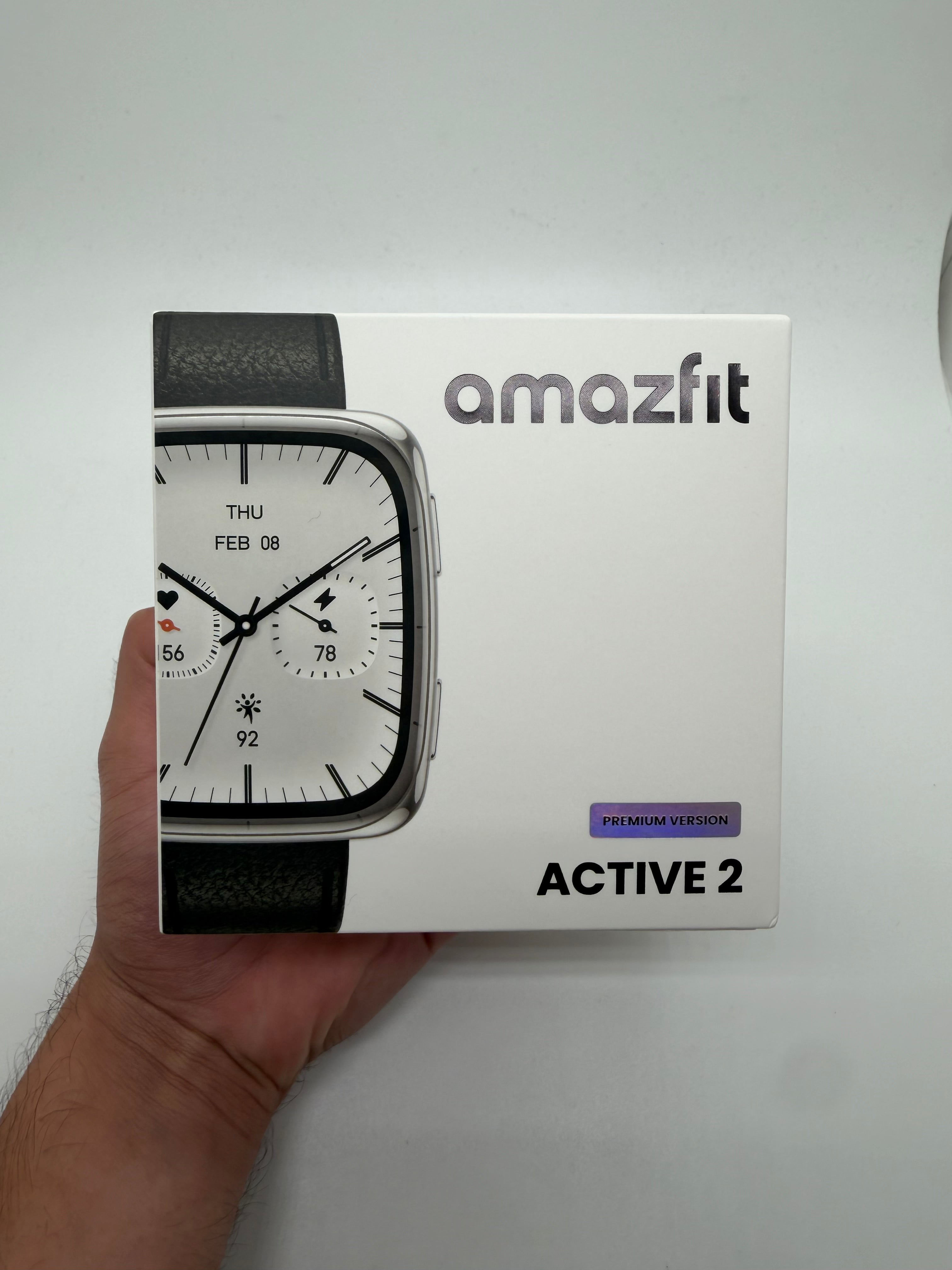 Amazfit Active 2 Square Smartwatch (Premium Version) w/ Black Leather Band