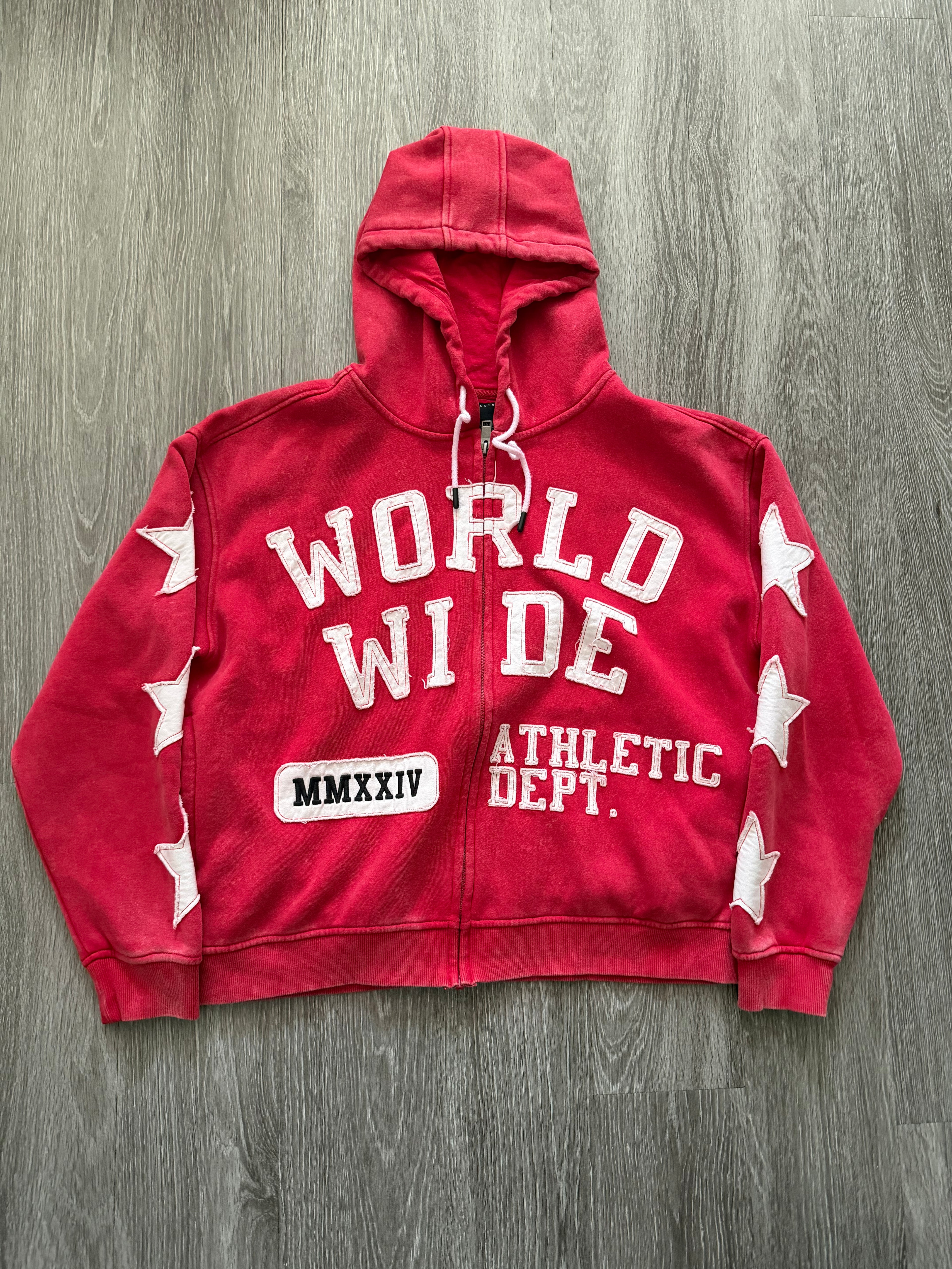 World Wide Zipup Hoodie “Red”